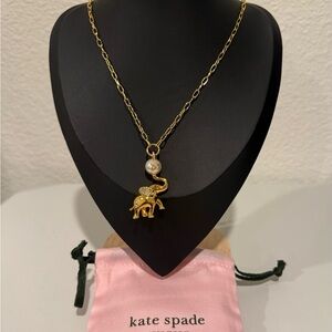 Kate Spade Gold Chain Necklace with Elephant Pearl Drop